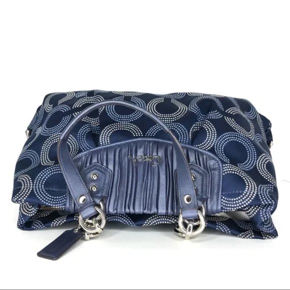 COACH Ashley Dotted Op Signature Satchel Bag F20056 Blue - Picture 4 of 10
